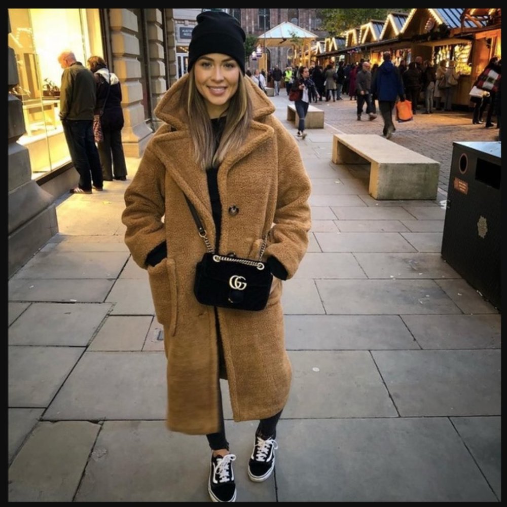 missguided brown teddy coat